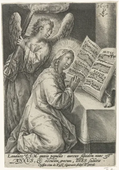 Maria vergezeld door engel