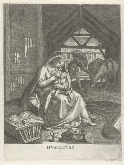 Maria voedt het Christuskind: nederigheid