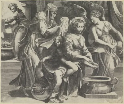 Maria wast de voeten van jonge Christus