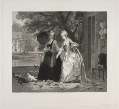 Marie Antoinette fordrer fuglene ved Trianon