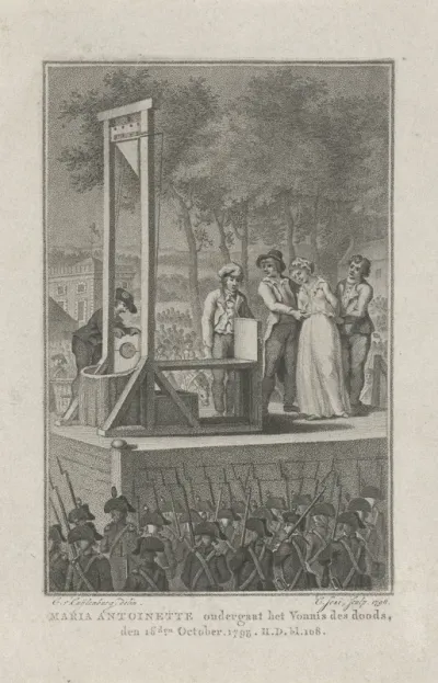 Marie Antoinette wordt naar de guillotine gebracht, 1793