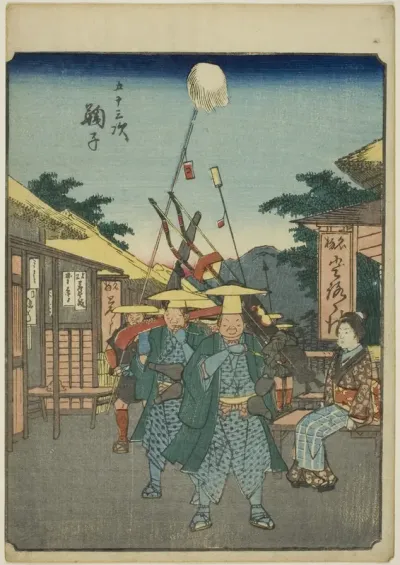Mariko, from the series "Fifty-three Stations [of the Tokaido] (Gojusan tsugi)," also known as the Figure Tokaido (Jinbutsu Tokaido)