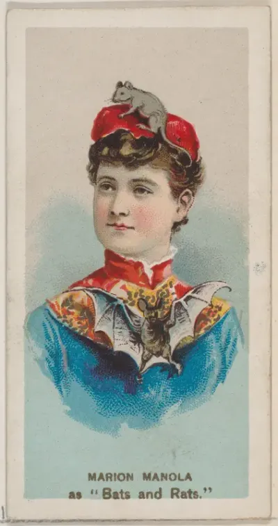 Marion Manola as "Bats and Rats," from the series Fancy Dress Ball Costumes (N73) for Duke brand cigarettes