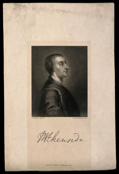 Mark Akenside. Line engraving by J. H. Robinson, 1835, after A. Pond