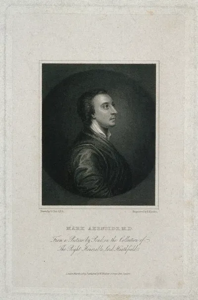 Mark Akenside. Line engraving by R. Rhodes after a drawing by G. Clint after A. Pond