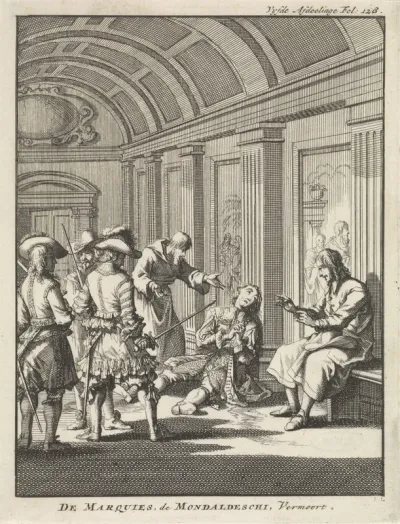 Markies Giovanni Monaldeschi in het paleis van Fontainebleau vermoord, 1657