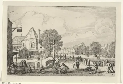 Marktdag in een stad