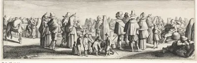 Markttafereel met spelende kinderen