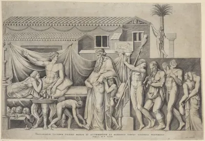Marmeren reliëf met Bacchus