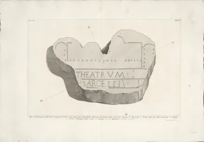 Marmerfragment met plattegrond van Theater van Marcellus te Rome