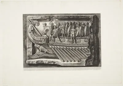 Marmorrelief med en trireme, fra Fortuna-templet i Praeneste