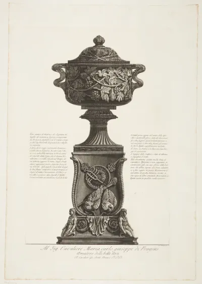 Marmorvase på et alter med egyptiske symboler