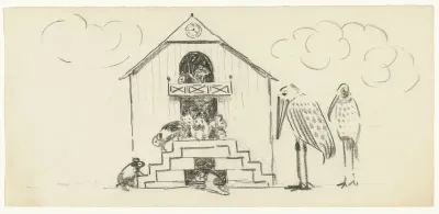 Marmottenhuisje en twee ooievaars