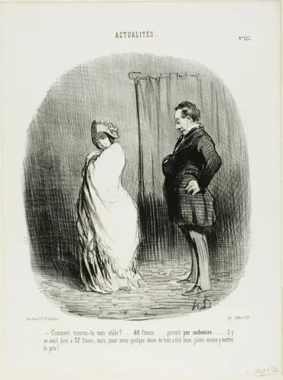 Marriage of "L'époque" and "Le Constitutionnel". Bilboquet: “- Honourable couple, I hereby unite you and bless you. Go and grow in format and may your almanacs multiply!,” plate 125 from Actualités