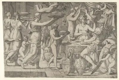 Mars and Venus Being Served at Table by Cupid