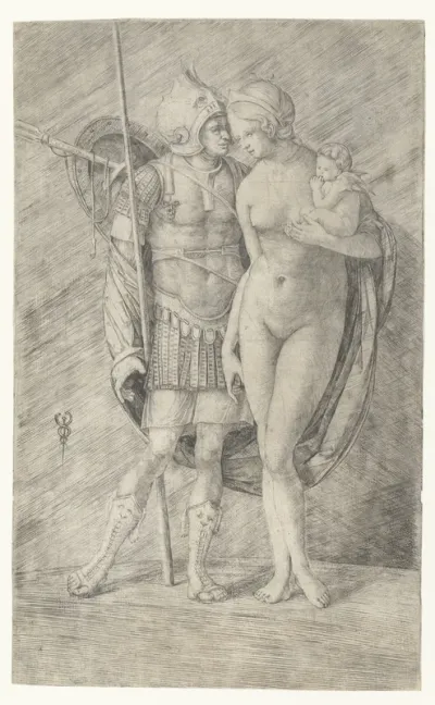 Mars in wapenrusting en naakte Venus met Cupido