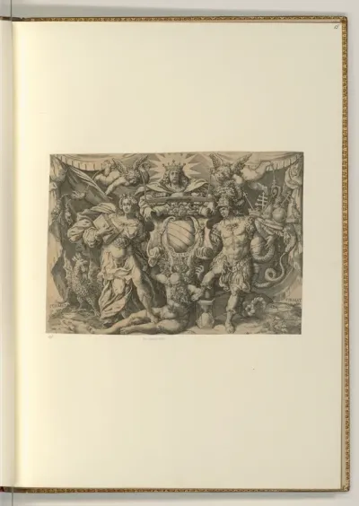 Mars, Minerva und Saturn mit dem Wappen eines Kardinals