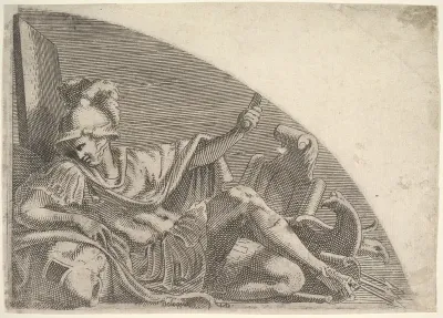Mars Seated Amid Trophies