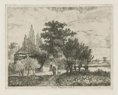 Marskramer bij een boerenhoeve