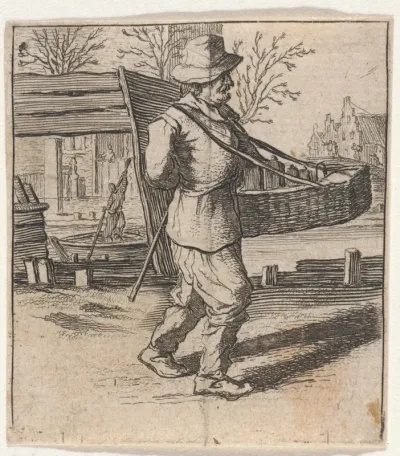 Marskramer bij een dorp