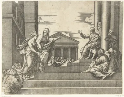 Marta leidt Maria Magdalena naar Christus