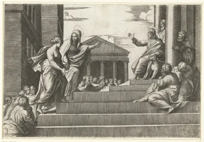 Marta leidt Maria Magdalena naar Christus