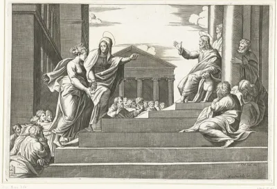 Marta leidt Maria Magdalena naar prekende Christus