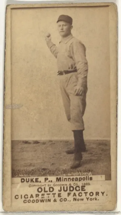 Martin F. "Duck" Duke, Pitcher, Minneapolis, from the Old Judge series (N172) for Old Judge Cigarettes
