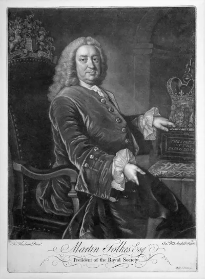Martin Folkes. Mezzotint by J. MacArdell, 174- (?) after T. Hudson