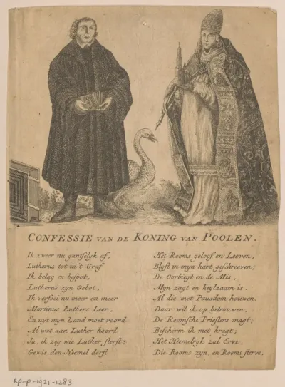 Martin Luther en de Poolse koning, vermoedelijk Hendrik III van Frankrijk