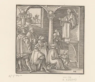 Martin Luther predikend in een kerk