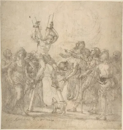 Martydom of Saint Andrew (recto); Head of a Woman (verso)