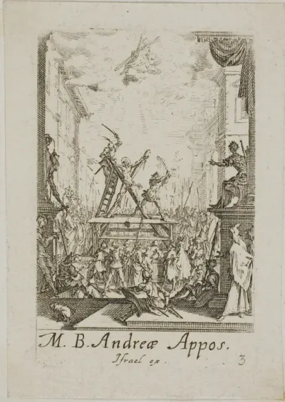 Martyrdom of Saint Andrew, plate three from The Martyrdoms of the Apostles