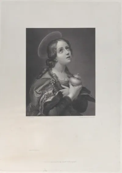 Mary Magdalene as a young girl, clutching her unguent vase