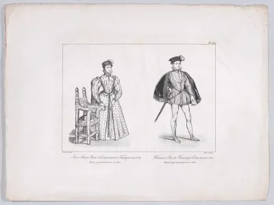 Mary, Queen of Scots and Francis II, King of France (from "Collection des costumes, armes et meubles pour servir à l'histoire de France depuis le commencement du Veme siècle jusqu'à nos jours," plate 268)