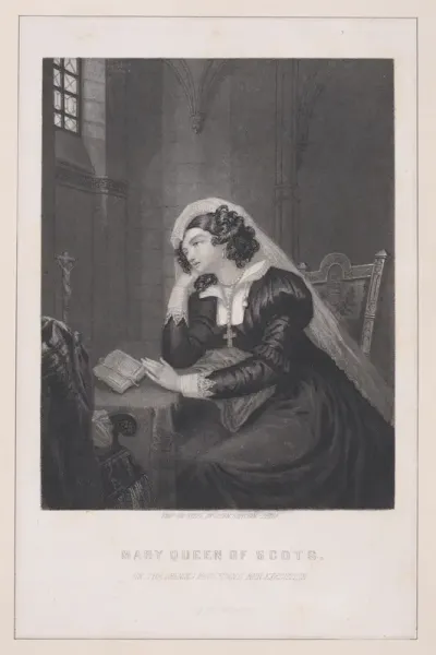 Mary Queen of Scots, on the evening preceding her execution (from "The American Eclectic Museum," volume 48, frontispiece)