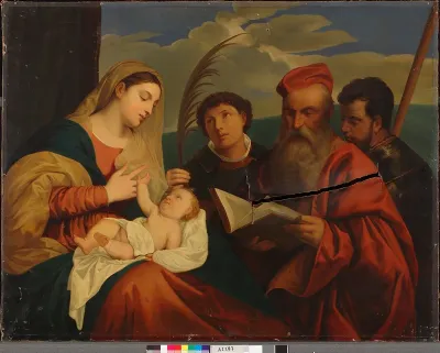 Mary with Child, St. Stephen, St. Jerome and St. Mauritius, a copy after Titian (Tiziano Vecellio)
