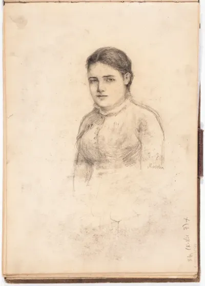 Maschan muotokuva, rintakuva. Todennäk. 1880-luvun jälkipuol. Merk. oik.alh. E.J. Mascha