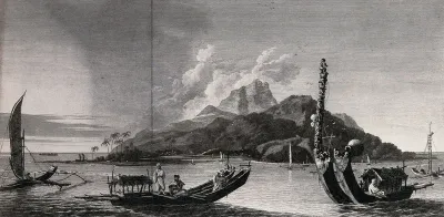 Matavai Bay, Tahiti and some of its inhabitants on board boats, encountered on Captain Cook's second voyage, 1772-1775
