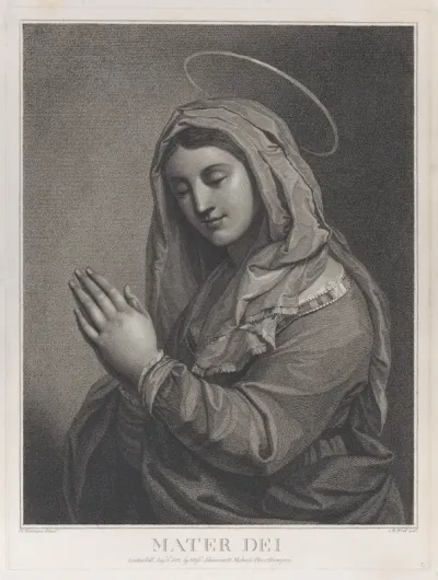 Mater Dei, the Virgin in prayer towards the left