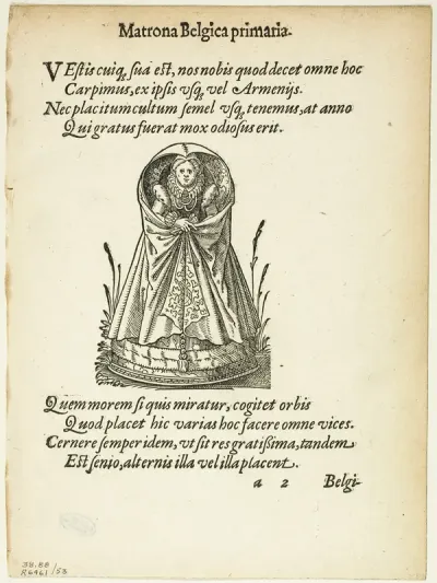 Matrona Belgica primaria (Belgian Matron of the First Rank) from Gynaeceum, sive Theatrum Mulierum, plate 53 from Woodcuts from Books of the XVI Century