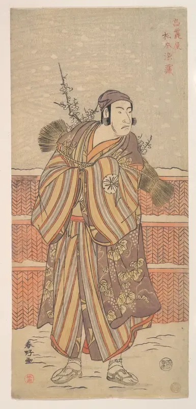 Matsumoto Sumezō as a Man in Winter Attire Standing in the Snow