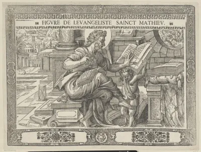 Matteüs de evangelist schrijft zijn evangelie