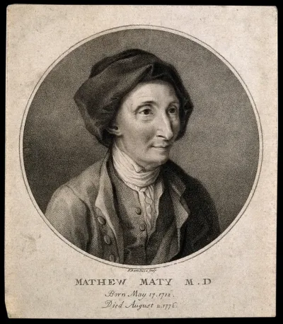 Matthew Maty. Stipple engraving by F. Bartolozzi