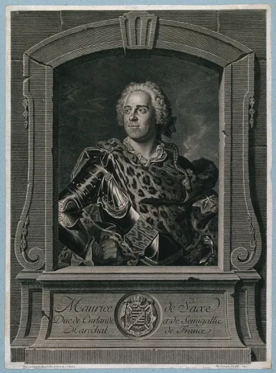 Maurice de Saxe, Maréchal de France; wearing armour