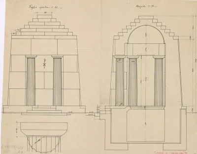 Mauzolej obitelji d'Havlin et de Piennes, pogled/presjek/detalj stupa