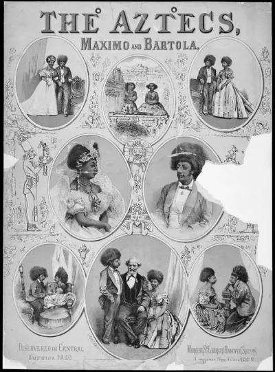 Maximo and Bartola, supposed to be Aztecs, advertised for exhibition