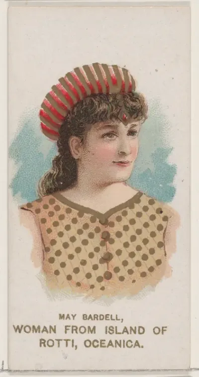 May Bardell Dressed as Woman From the Island of Rotti, Oceanica, from the set Actors and Actresses, Second Series (N71) for Duke brand cigarettes