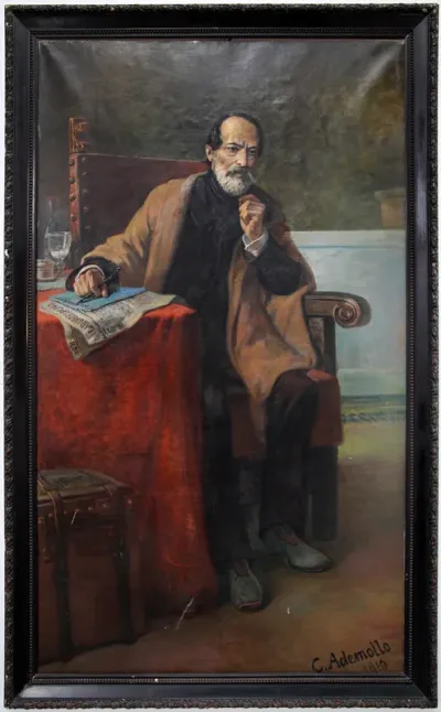 mazzini nell'atto di scrivere il suo ultimo articolo