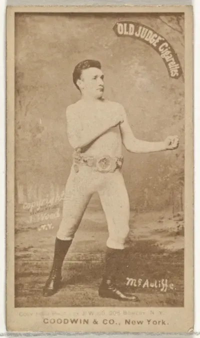 McAuliffe, from the Celebrities and Prizefighters series (N174) for Old Judge Cigarettes